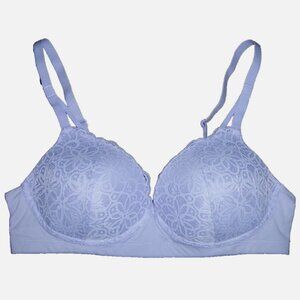 Maidenform Wireless Bra Lavender Purple with Lace Lightly Lined L Large NWOT